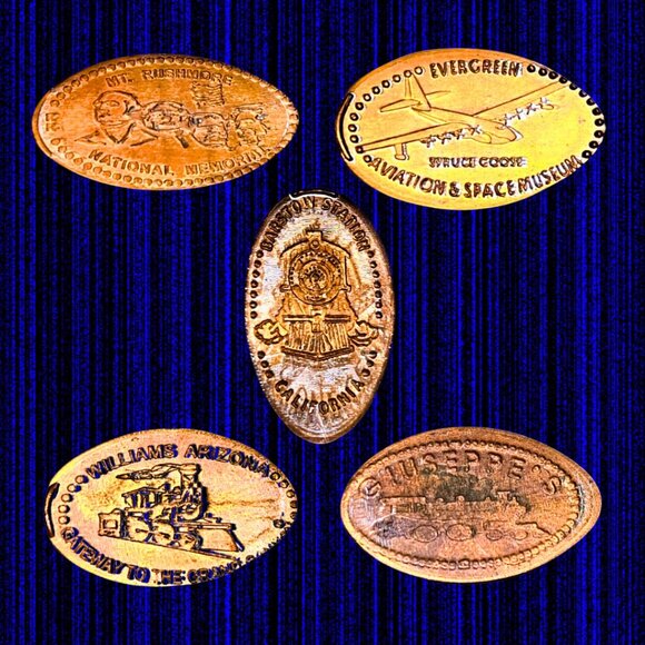 Souvenir Pressed Penny, Elongated Coin Collection Set Of 5 - Picture 1 of 2